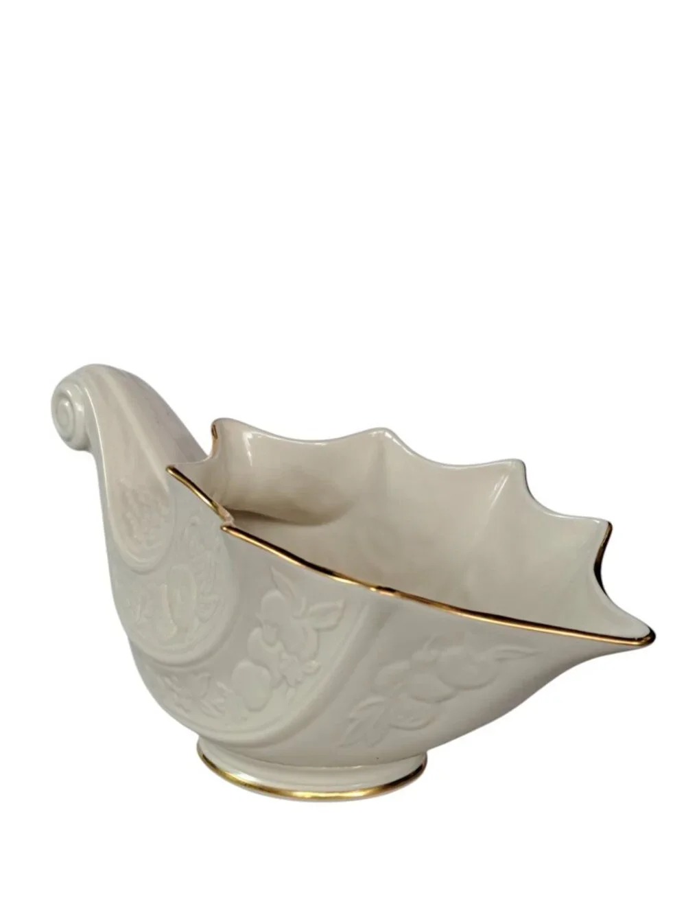 Lenox “Fruits of Life” Cornucopia – Fine Ivory China Centerpiece w/ Gold Trim